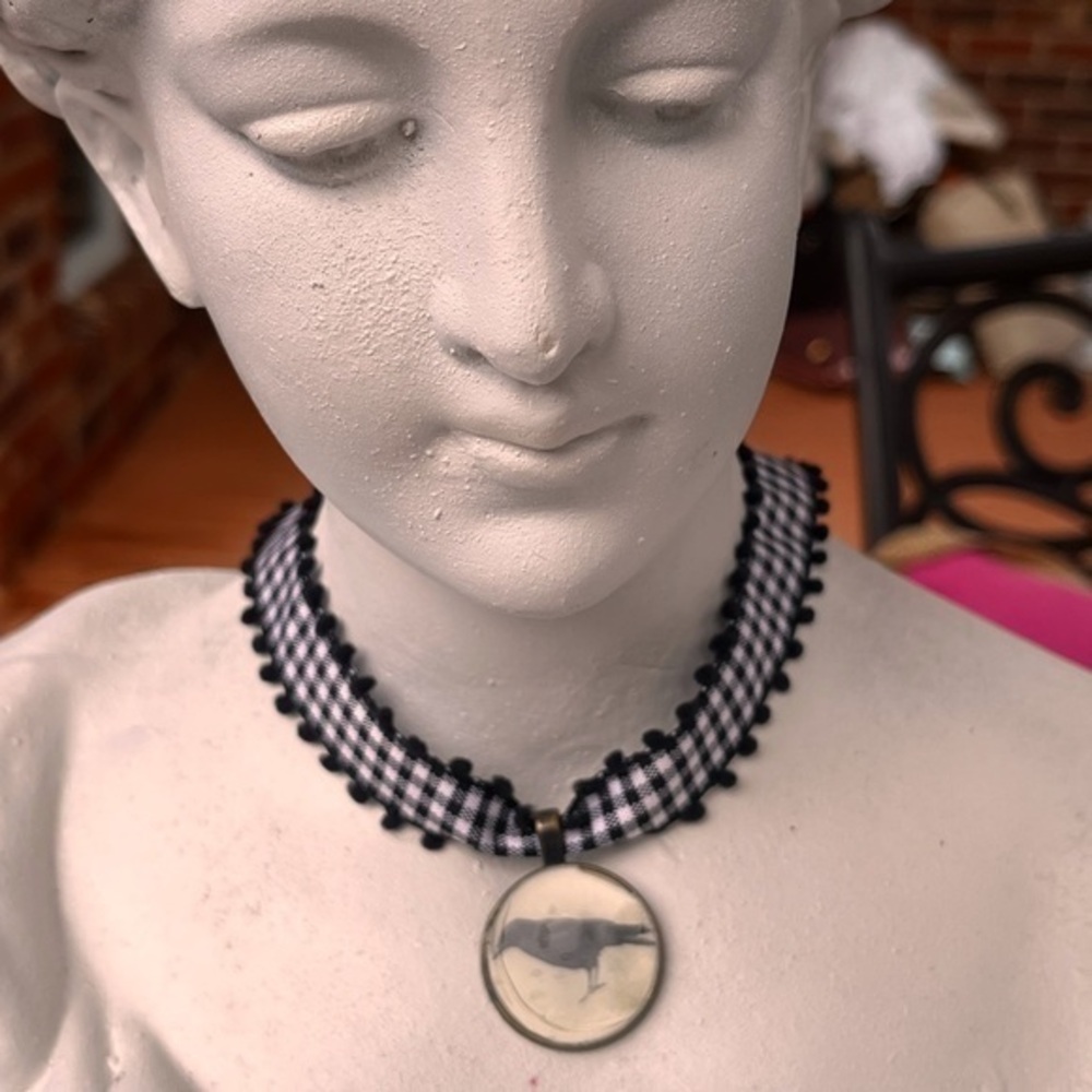 Handmade choker with black bird